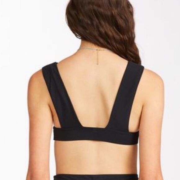Billabong Sol Searcher Plunge Bikini Top Size S Black Solid - Picture 3 of 6